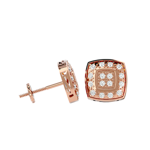 Pendientes de Diamantes Naturales de 1/2 Quilate de Primera Calidad en Oro de 10K |   Diseño de Halo Cuadrado en Racimo, Joyería Fina Unisex para Hombres y Mujeres - Product Image 6