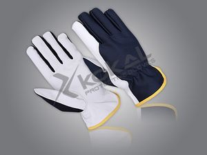 Gants de travail en cuir de chèvre nr 7, blanc/bleu - Product Image 5