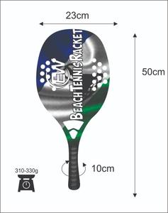 Raquettes de beach tennis avec face en fibre de carbone de 20 mm, poignée en fibre de carbone, filet en fibre de verre, poids 310-330 g, longueur 50 cm - Product Image 2