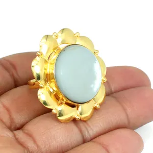 Fashion jewelry Mother of pearl gold plated designer adjustable ring