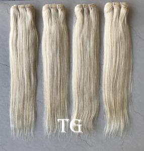 Extensiones de cabello brasileño Remy alineado con cutícula sin procesar Trama de cabello liso suave Color de un solo donante 613 Paquetes rubios - Product Image 5