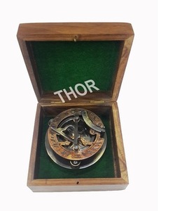 Phong cách cổ điển đồng hồ mặt trời la bàn Hàng Hải hộp gỗ lấy cảm hứng từ thiết bị định vị phía Tây - Product Image 4