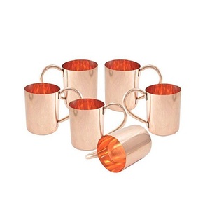 Juego de tazas de cobre de mula de Moscú de cuatro tazas de jugo de lima y menta de forma redonda para uso doméstico en hoteles y restaurantes - Product Image 2