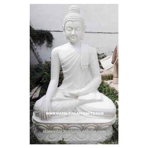 Estatua de Buda de mármol blanco - Product Image 1
