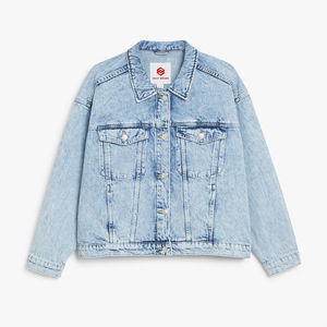 Chaqueta vaquera de gran tamaño personalizada para mujer, ropa teñida, transpirable, ecológica, con decoración bordada y botones de latón - Product Image 1