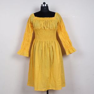 ผ้าฝ้ายบริสุทธิ์สีเหลืองชิ้นเดียวของสาวๆแฟชั่นกระดุมยืดได้ชายหาดสั้นธรรมชาติ6XL ซักได้อย่างยั่งยืน - Product Image 2