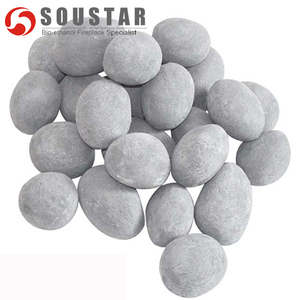 Pierres rondes grises en céramique pour cheminée, 4 pièces - Product Image 2