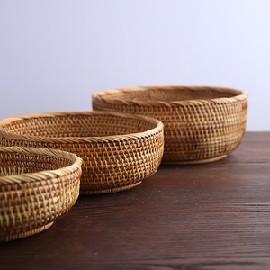 Nhà Máy Tùy Chỉnh Bộ 3 <span class=keywords><strong>Wicker</strong></span> Lưu Trữ Giỏ Nhỏ Và Lớn Tổ Chức Đóng Mở Rơm Mây Thiết Kế Giá Rẻ Giá - Product Image 5