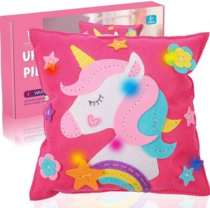 Suministros de Arte y manualidades para niños, decoración de unicornio cuadrado precortada, almohada de fieltro, <span class=keywords><strong>kit</strong></span> de costura artesanal, conjunto artesanal para niños, retales para aprendizaje - Product Image 1