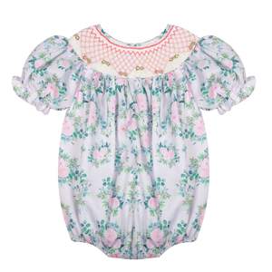 ชุดรอมเปอร์พองสำหรับเด็กหญิงทารก BB2181 100% ดีไซน์รูปดอกไม้เรขาคณิตออกแบบได้ตามต้องการ - Product Image 3