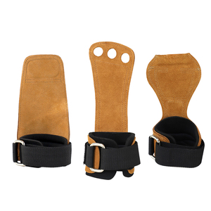 Empuñaduras de cuero de microfibra de carbono para gimnasio, empuñaduras cruzadas con 3 agujeros de protección - Product Image 1