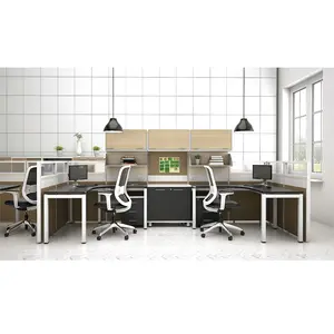 High End Luxury Office Furniture Administrator Office Partition Modular Workstation with Wire Management and Storage Cabinet