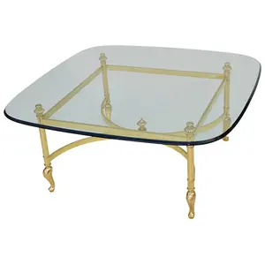 Table basse avec plateau en verre et en métal, produit de fabrication, nouveau design, partie haute en verre, pour salon, bureau