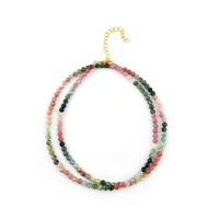 Collier de perles rondes facettées en tourmaline multicolore