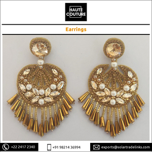 Pendientes colgantes con forma de Luna y cristales dorados, de tamaño personalizado, para fiesta, de fabricante indio - Product Image 3