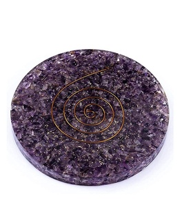 Natural Amethyst Orgone Round <b>Coaster</b>, Handmade Orgonite Crystal <b>Drink</b> <b>Coaster</b> for Healing, Reiki & Home Decor - Product Image 2