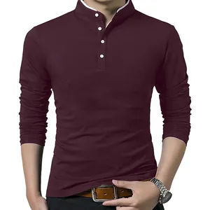 Customizing Logo Mens Long Sleeve POLO Shirt Casual Slim Fit Shirts Polo Fashion T-Shirts for boys