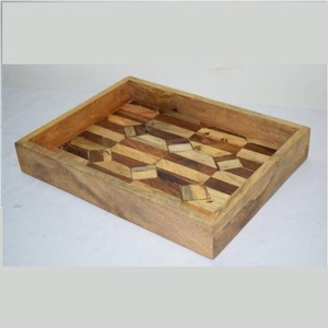 Bandeja de madera para servir, accesorio decorativo y moderno con mango de Metal, ideal para bodas y fiestas - Product Image 5