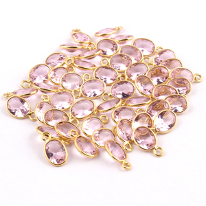 Ensemble de 25 pièces de connecteurs en Quartz rose léger, lunette en laiton plaqué or, à facettes ovales simples, fournisseurs de fabrication - Product Image 3
