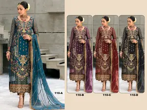インドのパキスタンスタイルの純粋なジョーゼット、刺Embroidery作業サルワールカメイズスーツとデザイナーシフォンデュパッタ女性用スーツドレス