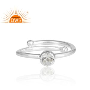 Bague en argent fin Sterling 925 pour filles, anneau de mode en cristal naturel, pierre précieuse, forme ronde, fournitures de bijoux brillantes, vente en gros - Product Image 2