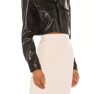 Chemisier court et élégant en cuir pour femmes, haut court, nouveau Design, de couleur orange, 2022 - Product Image 2