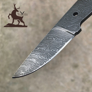 Cuchillo de caza Damasco hecho a mano de 10 pulgadas, cuchillas en blanco con Funda de cuero, venta al por mayor, soporte OEM - Product Image 2