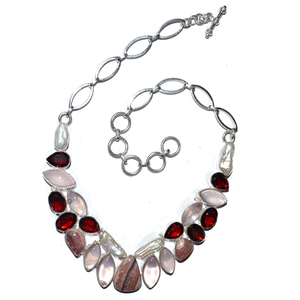 En Línea de Rodocrosita-cuarzo rosa collar: Rodocrosita-cuarzo rosa Collar para venta - Product Image 1