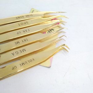 Pinzas japonesas de extensión de pestañas de acero inoxidable con logotipo de marca personalizado, pinzas de pestañas curvas y rectas - Product Image 1