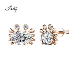 Gioielli oceano Kawaii piccoli <span class=keywords><strong>orecchini</strong></span> di granchio impreziositi con cristalli Swarovski 18K placcato oro dasini <span class=keywords><strong>orecchini</strong></span> <span class=keywords><strong>per</strong></span> bambina - Product Image 1