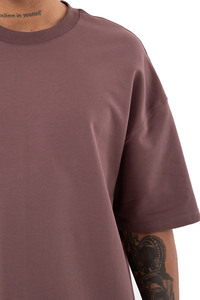 Camiseta básica 100% de algodón orgánico para hombre, camiseta de manga corta con cuello redondo de color ciruela, de gran tamaño, nueva tendencia, 2022 - Product Image 4