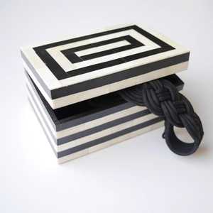 Incrustación de hueso natural de madera hecha a mano, joyería y caja de pañuelos para collar, pulsera, anillo, pendiente colgante de la India - Product Image 3