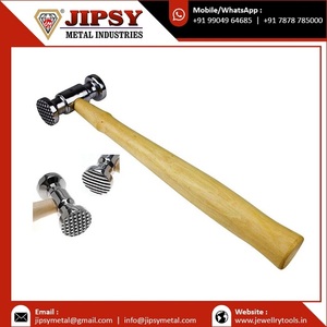 Martillo de texturización de doble cara con mango de madera, herramienta de artesanía de joyería, diseño de superficie de Metal, martillo a cuadros y patrones de tiras - Product Image 2