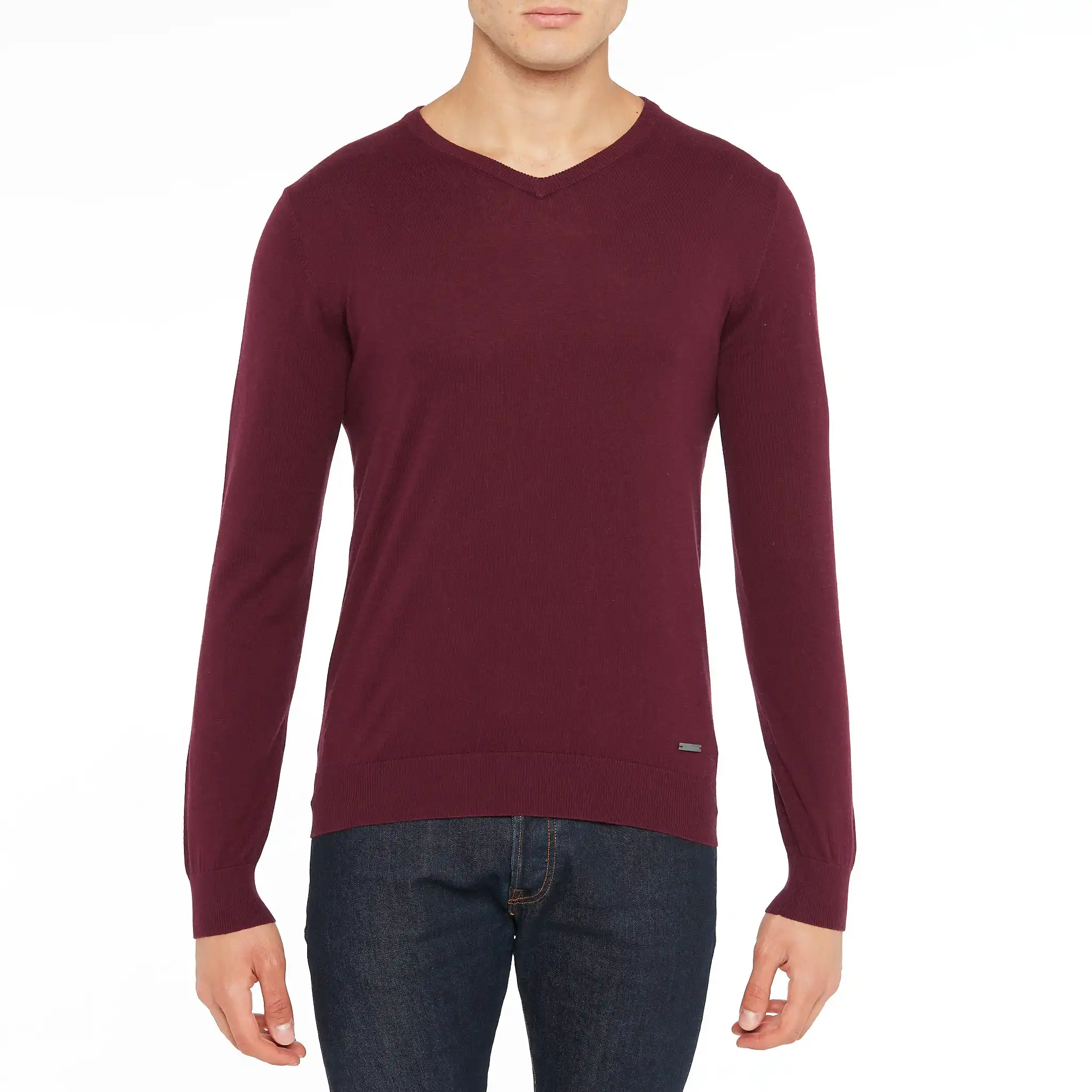 MADE IN ITALY COTTON CASHMERE LONG SLEEVES MEN'S V NECK SWEATERS