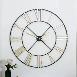 Large Metal Wall <b>Clock</b> in Black and Silver Finished for Wall Decoration Wholesale Exporter - Product Image 1