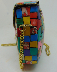 Lowellcraft Multi Color <b>Metal</b> Mosaic Flap Clutch <b>Wallet</b> Purse - Product Image 3