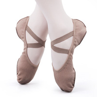 Chaussons de danse classique professionnels en cuir souple et extensible pour femmes, avec logo personnalisé, confortables pour l'entraînement de danse.