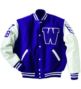 Original Wholesale Unisex Custom Letterman Baseball College Melton woolen with leather Men's School blank Varsity Jackets