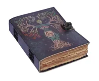 Leather Printed Journal Handmade Tree Of Life Design Both Side 200 Deckle Edge Paper Brass C-Lock Leather Writing Journals Diary