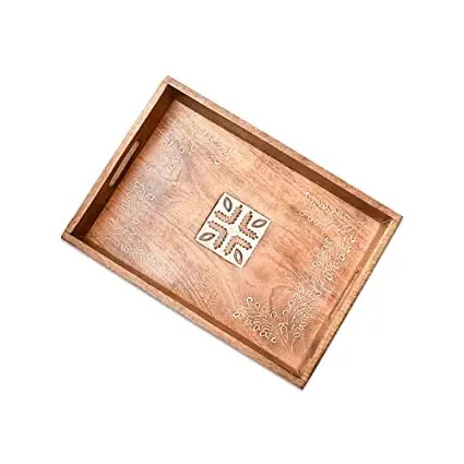 DECORATIVE WOOD TRAY FOR HOT/COLD DRINK