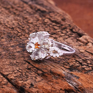 แหวนดอกไม้โรแมนติกล่าสุด925พลอยอเมทิสต์ซิทรีนสีเขียวชุบโรเดียมเงิน - Product Image 3