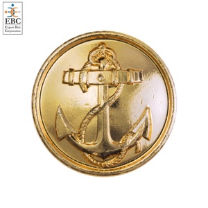 Boutons ronds en laiton écologiques personnalisés en gros, plaquage or sur mesure pour uniformes de grade personnalisés avec boutons à tige en laiton - Product Image 5