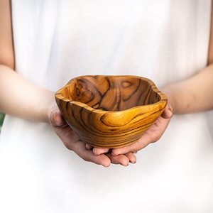 Cuenco para servir frutas y ensaladas de madera pura personalizado de diseño Vintage, perfecto para hoteles y restaurantes, vajilla duradera elegante - Product Image 4