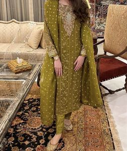 เสื้อยาวสวยชุดเดรสกางเกงปักลายด้วยลูกปัดแก้วคริสตัล DABKA ชุดทำงานสำหรับสวมใส่ในงานปาร์ตี้/งานแต่งงาน @ 2022 - Product Image 1