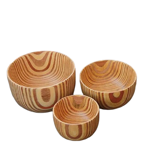 Juego de 3 cuencos de madera pura para servir sopa y comida en diferentes tamaños, la más alta calidad, ideal para cuencos de comida de madera de mesa - Product Image 1