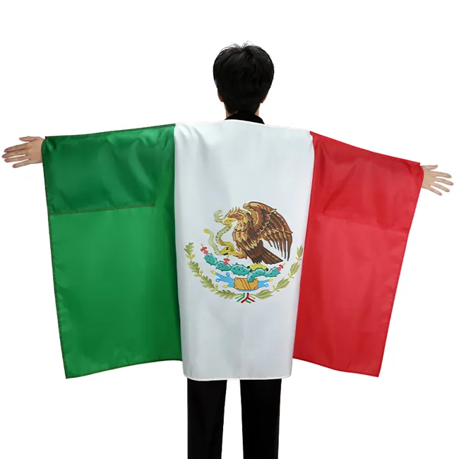 Benutzer definierte Mexiko Fußball mannschaft Cape Flagge 3 X5 Polyester Mit Ärmel Flagge alle Länder Sport Body Cape Flagge