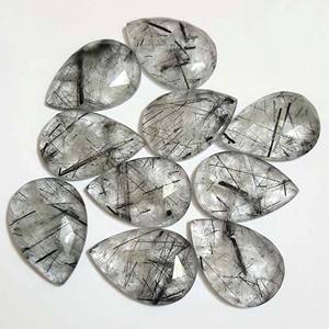 Cuarzo turmalinado Natural, piedra preciosa de pera facetada suelta de corte rosa, tamaño calibrado de 25x18mm para fabricación de joyas, precio al por mayor - Product Image 2