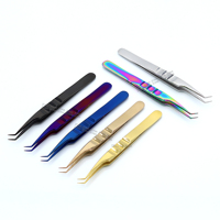 Pince à cils professionnelle Plasma Shades à pointes fines courbées en acier inoxydable de qualité chirurgicale, antimagnétique et durable
