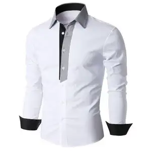 2023 Fashion Casual Top Trend Long Sleeve Solid Color Slim Plus Size Men's Shirt