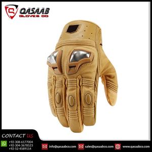 Guante marrón para motocicleta Pantalla táctil Vintages-Cuero Mujeres Bikers Dedo completo Guantes de carreras de motos - Product Image 3
